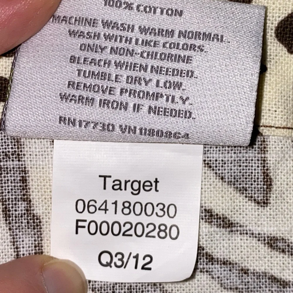 EUC Threshold Target Brown and Cream Fabric Shower Curtain